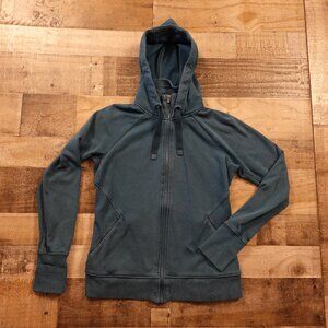 Athleta Triumph Hoodie Women’s Medium Teal Blue Full Zip Fleece Athleisure